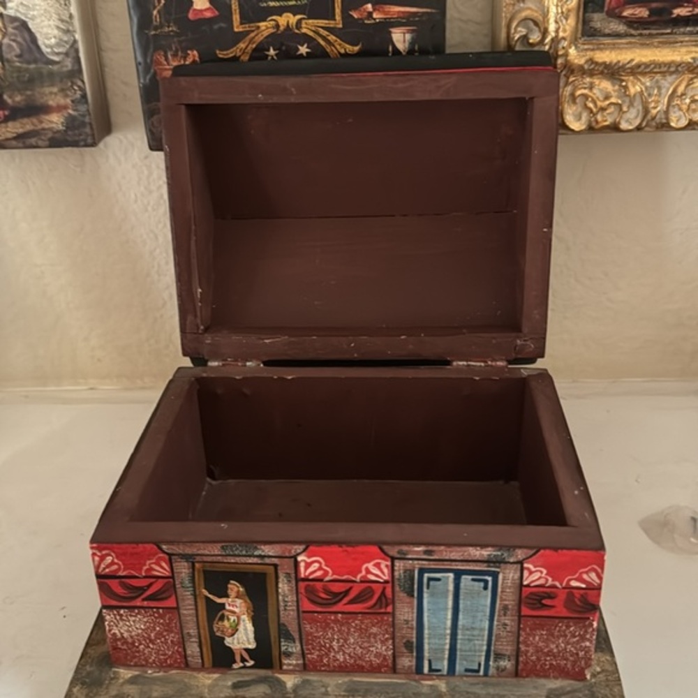 Hand Painted‎ Wood Box German/ Swiss Vintage - Picture 5 of 7